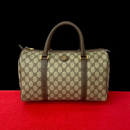 Gucci Boston Duffel Bag Leather Brown
