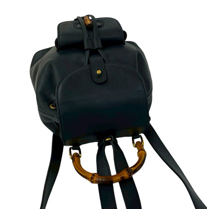Gucci Backpack Leather Navy Bamboo