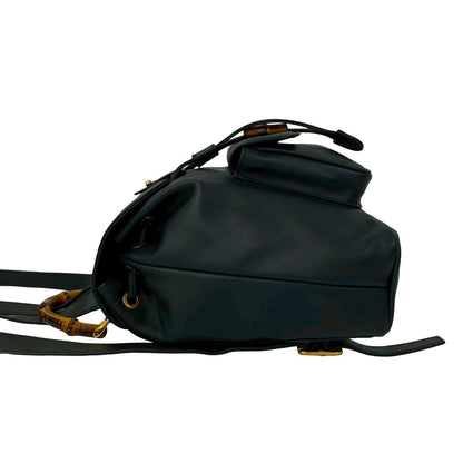 Gucci Backpack Leather Navy Bamboo