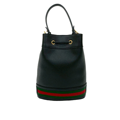 Gucci Shoulder Bag Leather Black Ophidia Small Bucket Bag