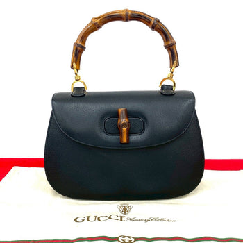Gucci Handbag Leather Black Bamboo
