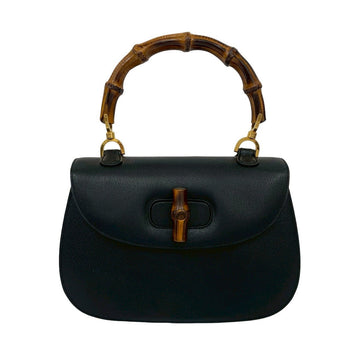 Gucci Handbag Leather Black Bamboo
