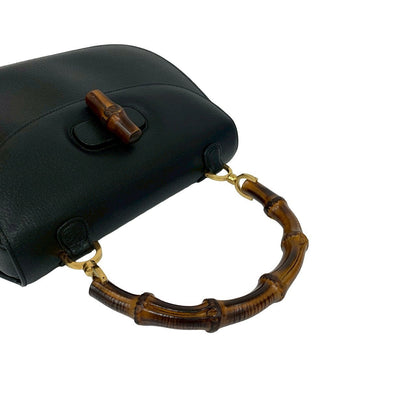 Gucci Handbag Leather Black Bamboo