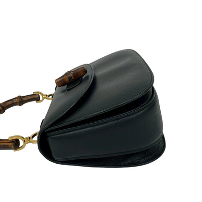 Gucci Handbag Leather Black Bamboo