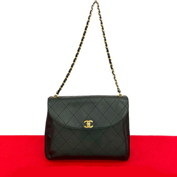 Chanel Shoulder Bag Lambskin Black Matrasse