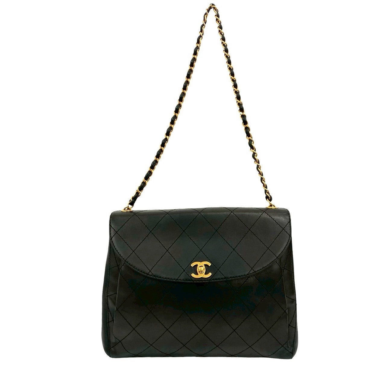 Chanel Shoulder Bag Lambskin Black Matrasse