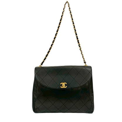 Chanel Shoulder Bag Lambskin Black Matrasse
