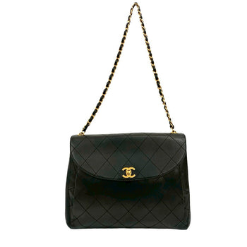 Chanel Shoulder Bag Lambskin Black Matrasse