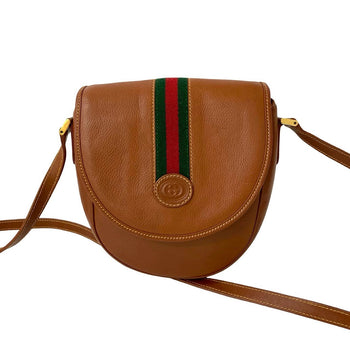 Gucci Shoulder Bag Leather Brown Sherry Line