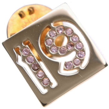 Chanel Brooch Plated Gold, Rhinestones Gold Pin Brooch No.19 Women