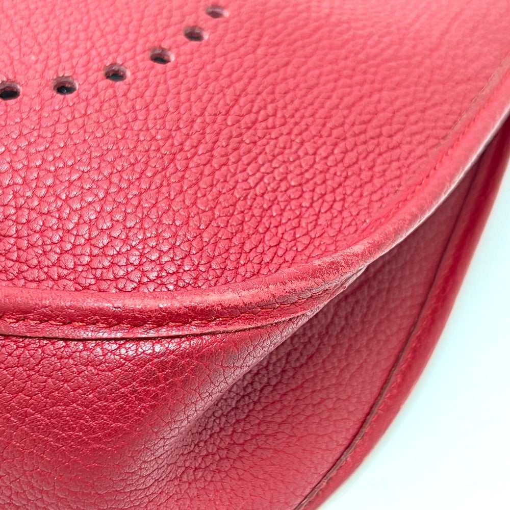 Hermes Shoulder Bag Taurillon Clemence Red Evelyn 1Gm