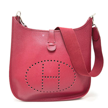 Hermes Shoulder Bag Taurillon Clemence Red Evelyn 1Gm