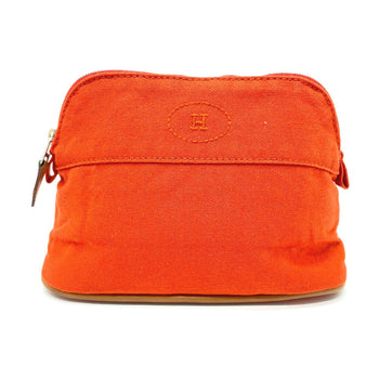 Hermes Pouch Cotton Orange Bored Pouch Women