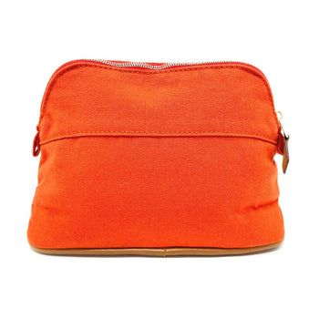 Hermes Pouch Cotton Orange Bored Pouch Women