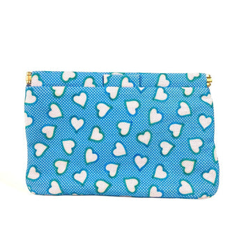 Miumiu Clutch Bag Canvas Blue Heart Logo Women