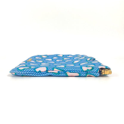 Miumiu Clutch Bag Canvas Blue Heart Logo Women