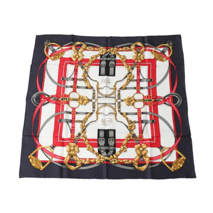 Hermes Scarf Silk Navy Big Training Carre90 Crano Manege Women