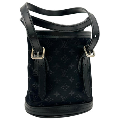 Louis Vuitton Handbag M92144 Monogram Satin Noir Little Bucket Monogram Satin Noir Women