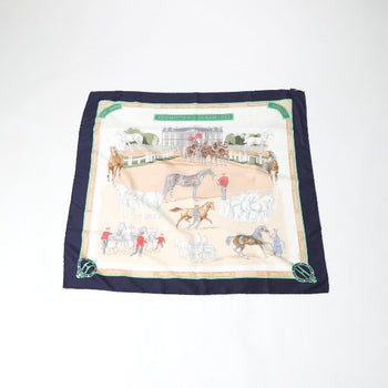Hermes Scarf Silk Navy Les Haras Nationaux Carre90 Carre90 Women