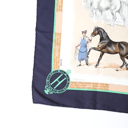 Hermes Scarf Silk Navy Les Haras Nationaux Carre90 Carre90 Women