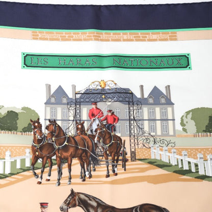 Hermes Scarf Silk Navy Les Haras Nationaux Carre90 Carre90 Women