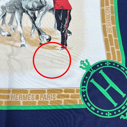 Hermes Scarf Silk Navy Les Haras Nationaux Carre90 Carre90 Women