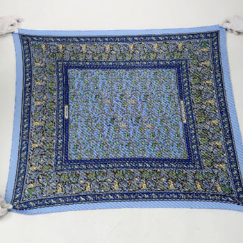 Hermes Scarf Silk Blue 100% Silk Pleated Women
