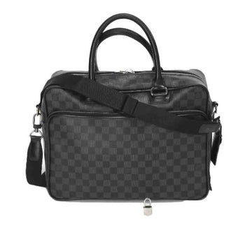 Louis Vuitton Shoulder Bag N23253 Damier Grafitto Canvas Gray Business Bag Damier Graphite Ikar Mens