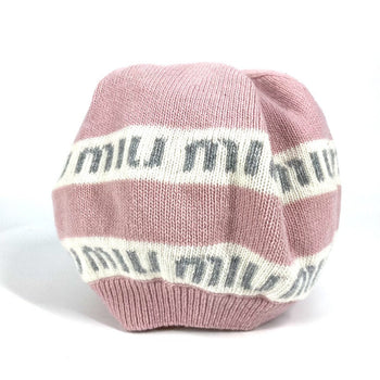 Miumiu Knit Hat 5Hc260 Wool, Cashmere Pink By Color Logo Women