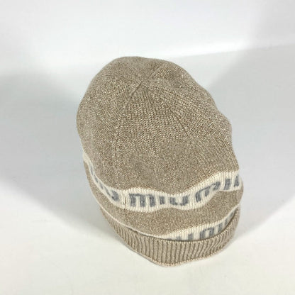 Miumiu Knit Hat 5Hc286 Wool / Cashmere White Logo Women M