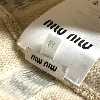 Miumiu Knit Hat 5Hc286 Wool / Cashmere White Logo Women M