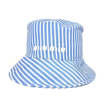 Miumiu Hat 5Hc196 Polyamide Blue Logo Stripe S