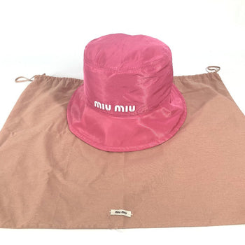 Miumiu Hat 5Hc196 Polyester Pink Logo M