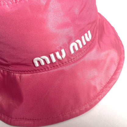 Miumiu Hat 5Hc196 Polyester Pink Logo M