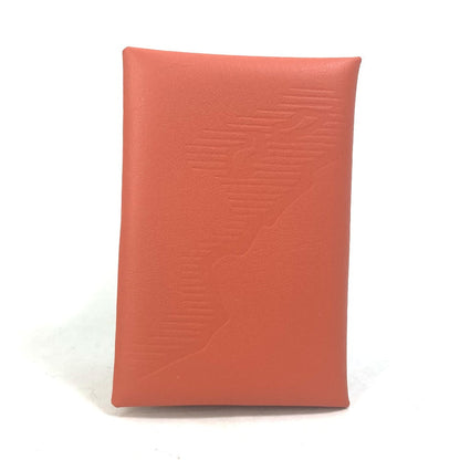 Hermes Card Case Swift Orange Business Card Holder Pass Case Kalvi Palm Tree Design Unisex(Unisex)