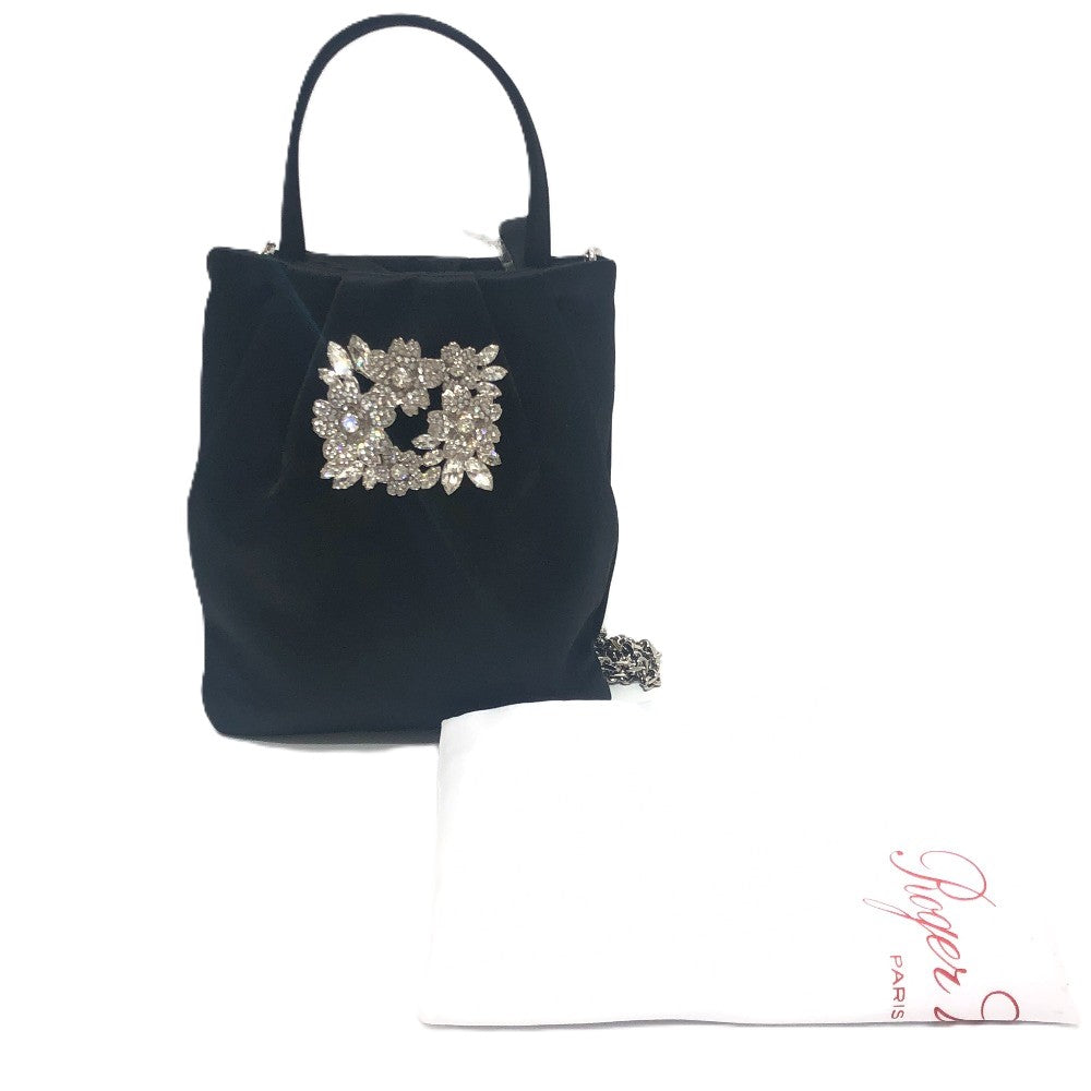 Rogervivier Handbag Rbwanvk0000Rs0B999 Satin Black Crystal Draped Pocket Bouquet Strass Micro