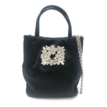 Rogervivier Handbag Rbwanvk0000Rs0B999 Satin Black Crystal Draped Pocket Bouquet Strass Micro