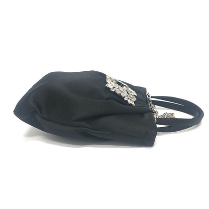 Rogervivier Handbag Rbwanvk0000Rs0B999 Satin Black Crystal Draped Pocket Bouquet Strass Micro