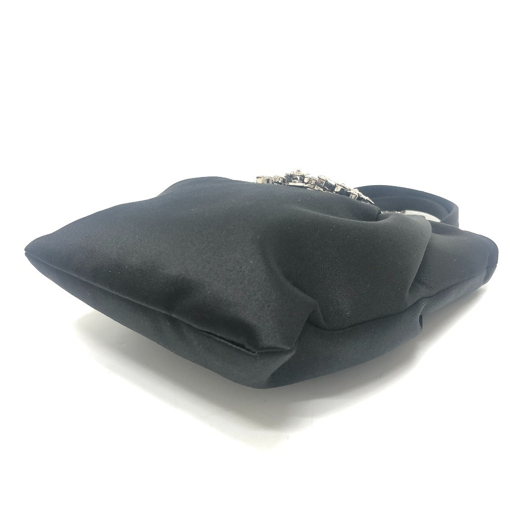 Rogervivier Handbag Rbwanvk0000Rs0B999 Satin Black Crystal Draped Pocket Bouquet Strass Micro