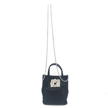 Rogervivier Handbag Rbwanvk0000Rs0B999 Satin Black Crystal Draped Pocket Bouquet Strass Micro