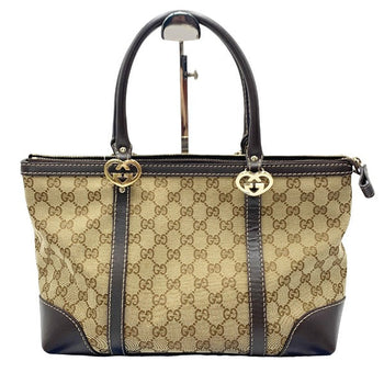 Gucci Tote Bag 257069 Gg Canvas Beige Handbag Gg Pattern Canvas Unisex(Unisex)