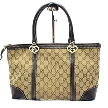 Gucci Tote Bag 257069 Gg Canvas Beige Handbag Gg Pattern Canvas Unisex(Unisex)