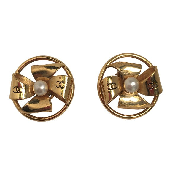 Chanel Earring Gold Plated Gold Earring Coco Mark Women