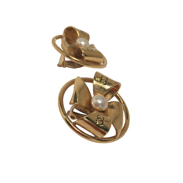 Chanel Earring Gold Plated Gold Earring Coco Mark Women