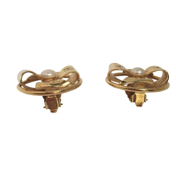 Chanel Earring Gold Plated Gold Earring Coco Mark Women