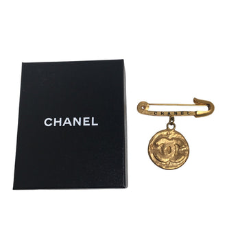 Chanel Brooch Gold Plated Gold Coco Mark Antique Gold Plated Women