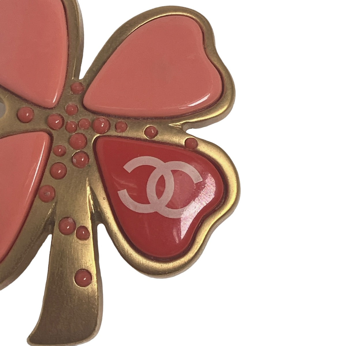 Chanel Brooch Metal Gold / Pink Corsage Coco Mark 031P Clover Women