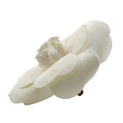 Chanel Brooch Cotton Cotton White Corsage Camelia Women