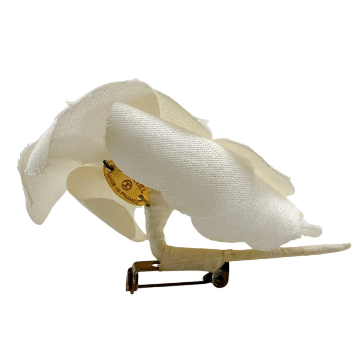 Chanel Brooch Cotton Cotton White Corsage Camelia Women