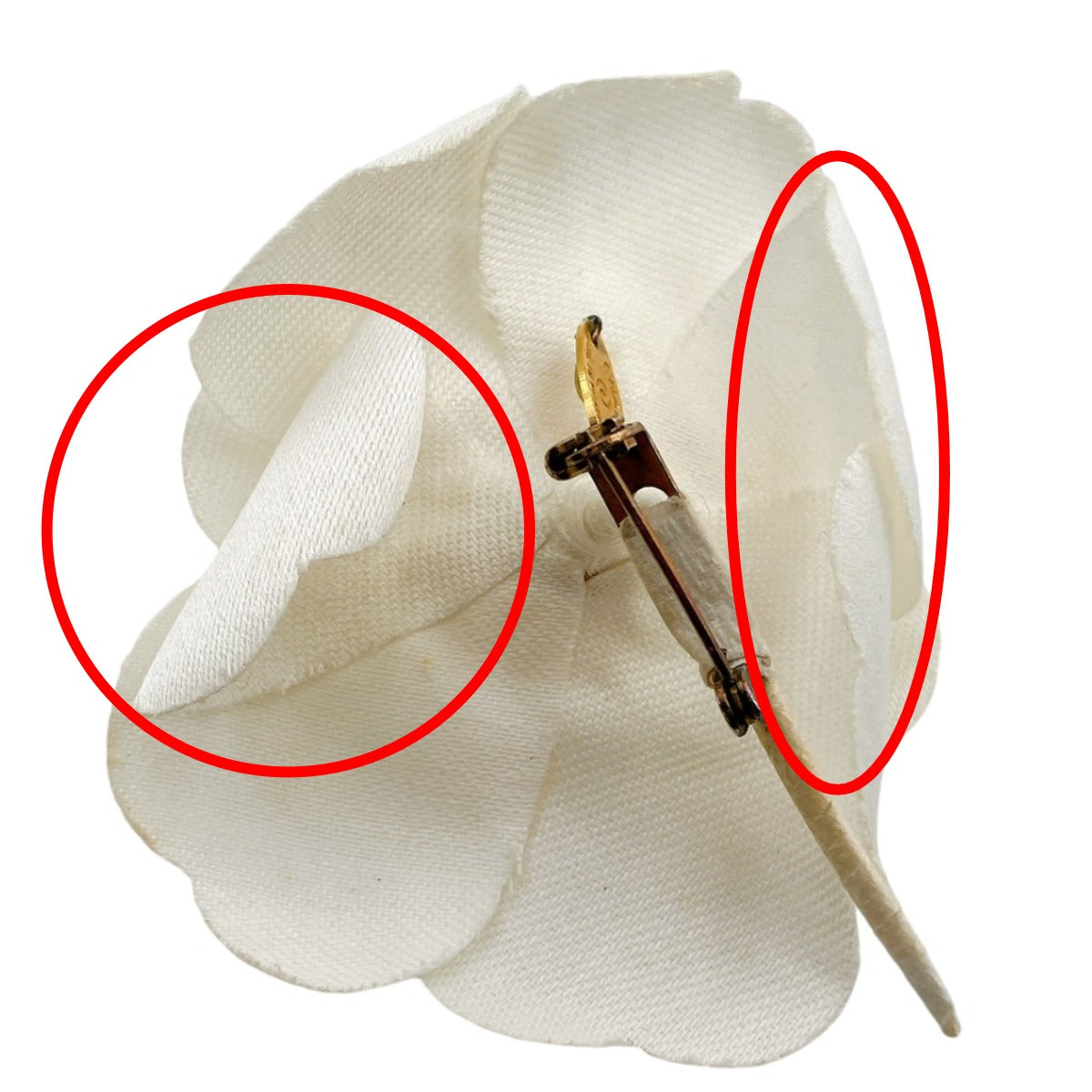 Chanel Brooch Cotton Cotton White Corsage Camelia Women